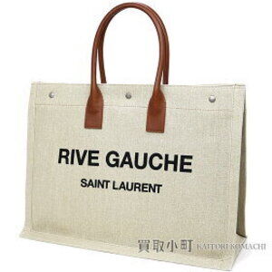 YSL RIVE GAUCHE Tote Bag Beige Tan Calf Leather